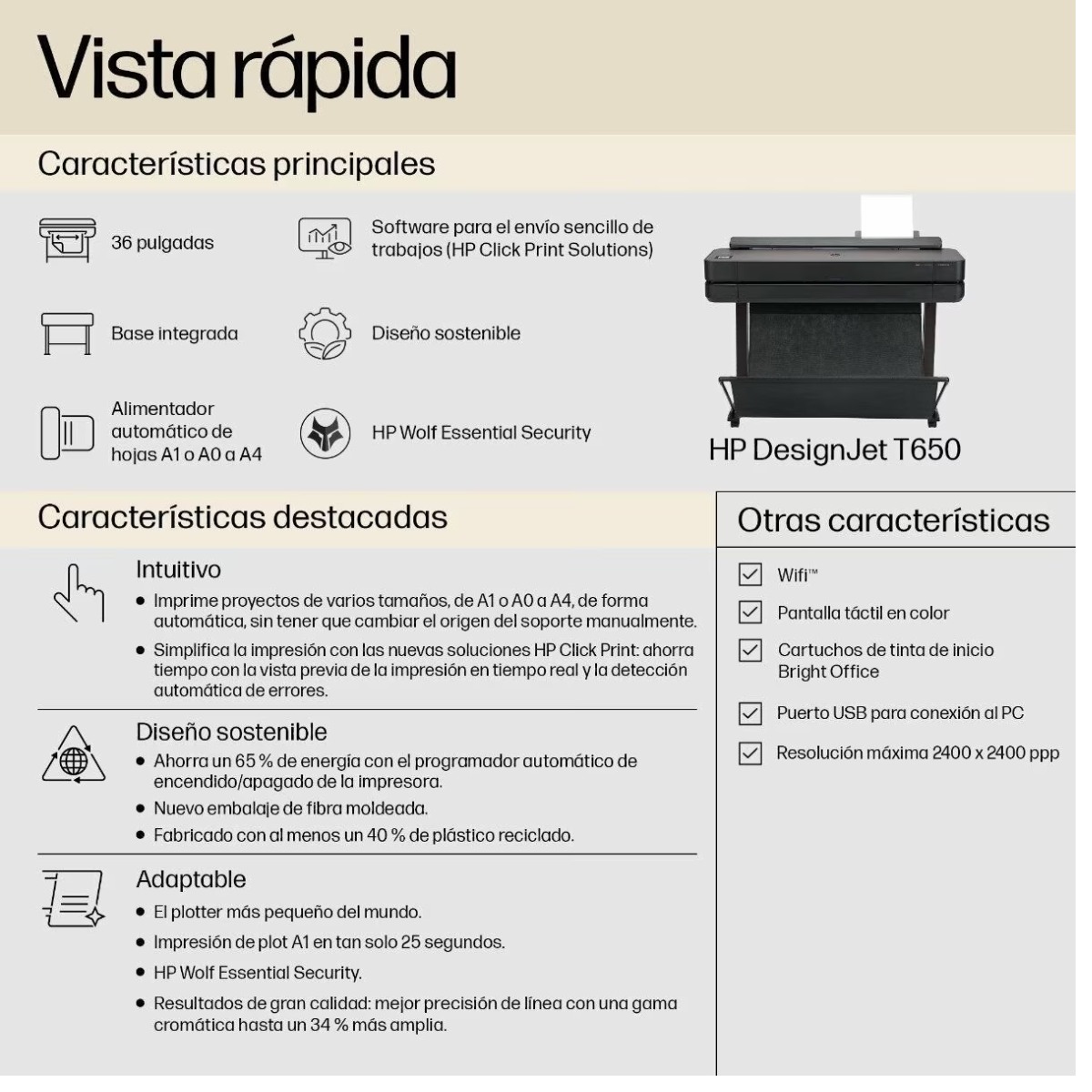 Plotter HP DesignJet T650 36