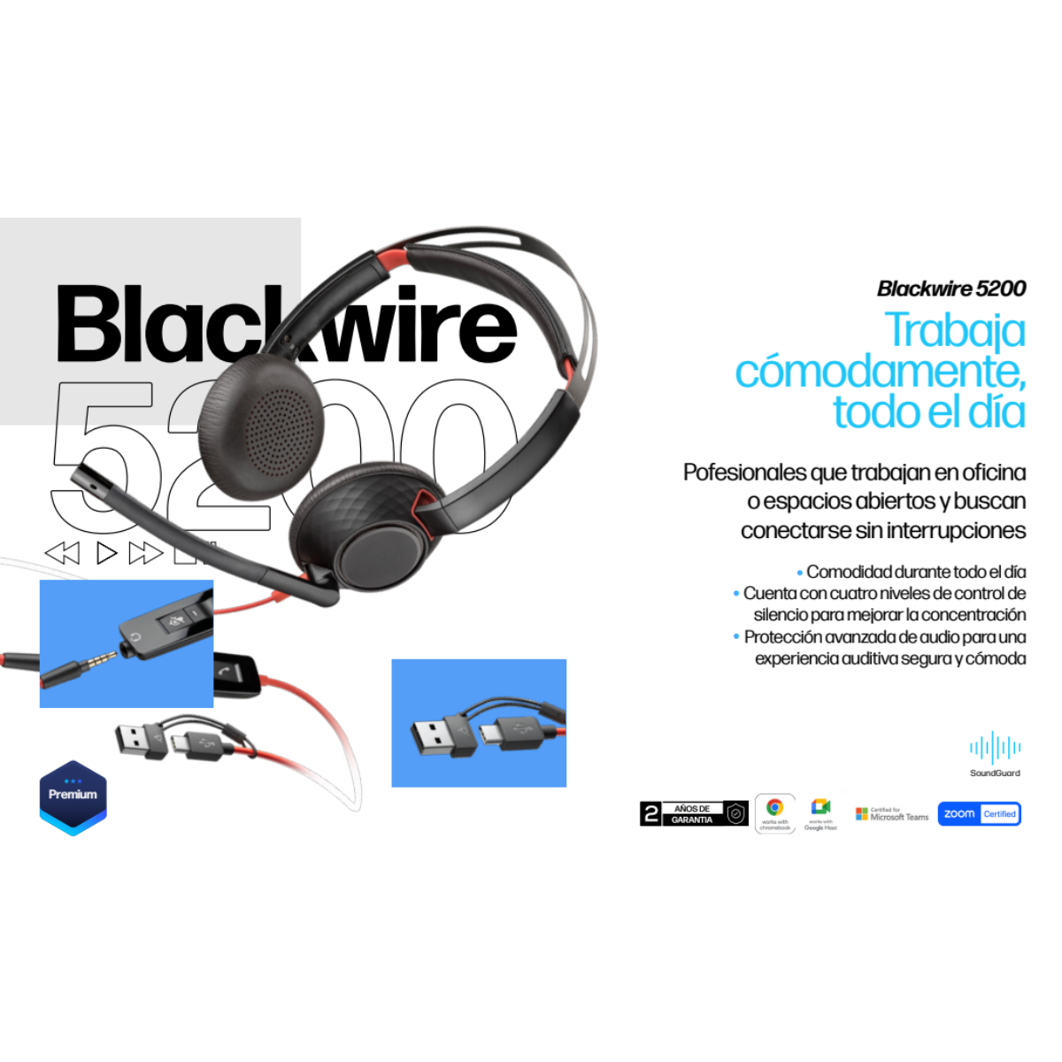 Headset HP Poly Blackwire C5220 (SI)