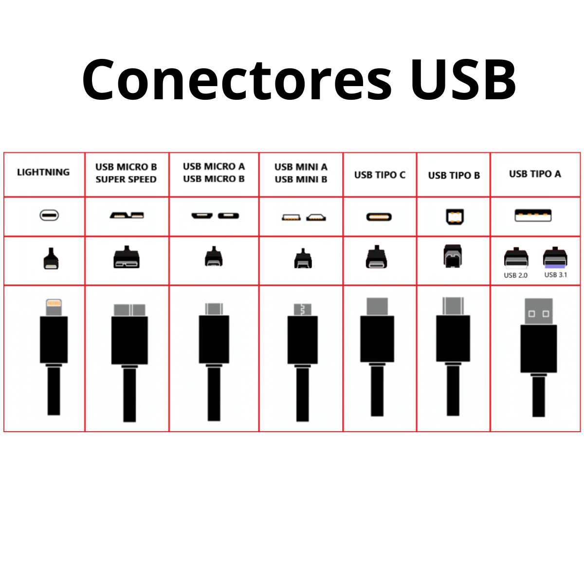 Tipos y Modelos de Conectores USB (SI)