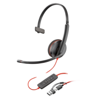 Headset Poly Blackwire 3210 Monoaural y adaptador USB-C/A (SI)