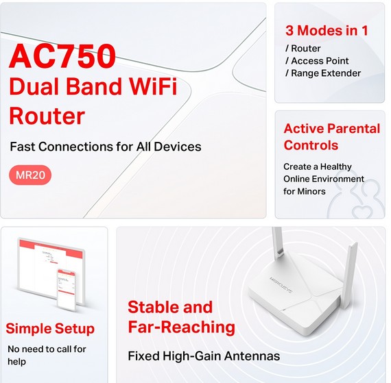 MR20 Router Wir Mercusys AC750 Dual Band 2
