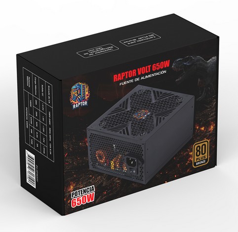 Fuente Raptor Volt 650W 80 Plus Bronze 