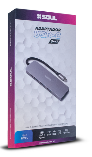 ADAPTADOR MULTI HUB 5EN1 TYPE C - HDMI 4K TYPE C+USB