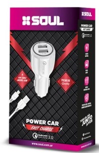 CARGADOR AUTO USB X2 2.4A BLANCO