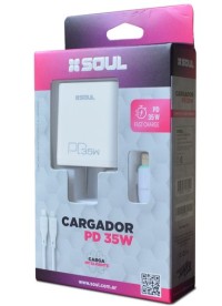 CARGADOR VIAJERO USB-C 35W DOBLE SALIDA FICHA RECTA