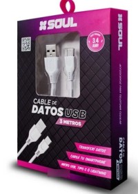CABLE USB SOUL CLASICO 3 METROS, TYPE C