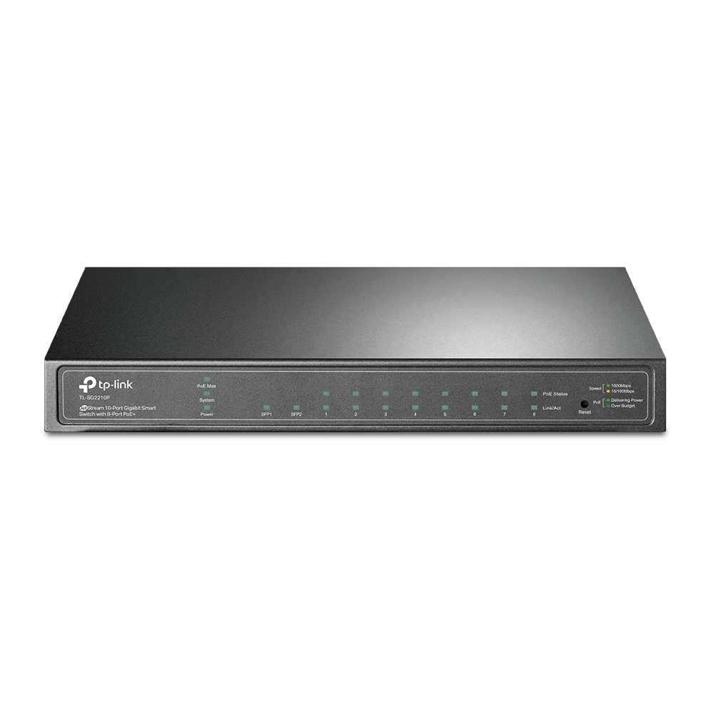 TP-LINK SWITCH SMART GIGA 8PPOE+ 60 WATS + 2 PUERTOS SFP 1 GB TL-SG2210P