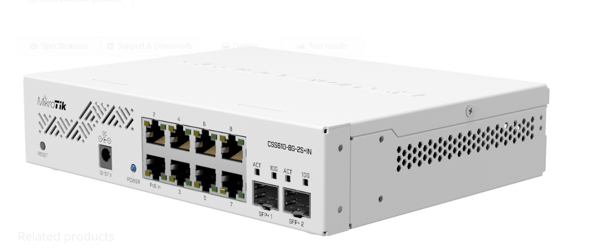 SWITCH MIKROTIK CSS610-8G-2S+IN 
