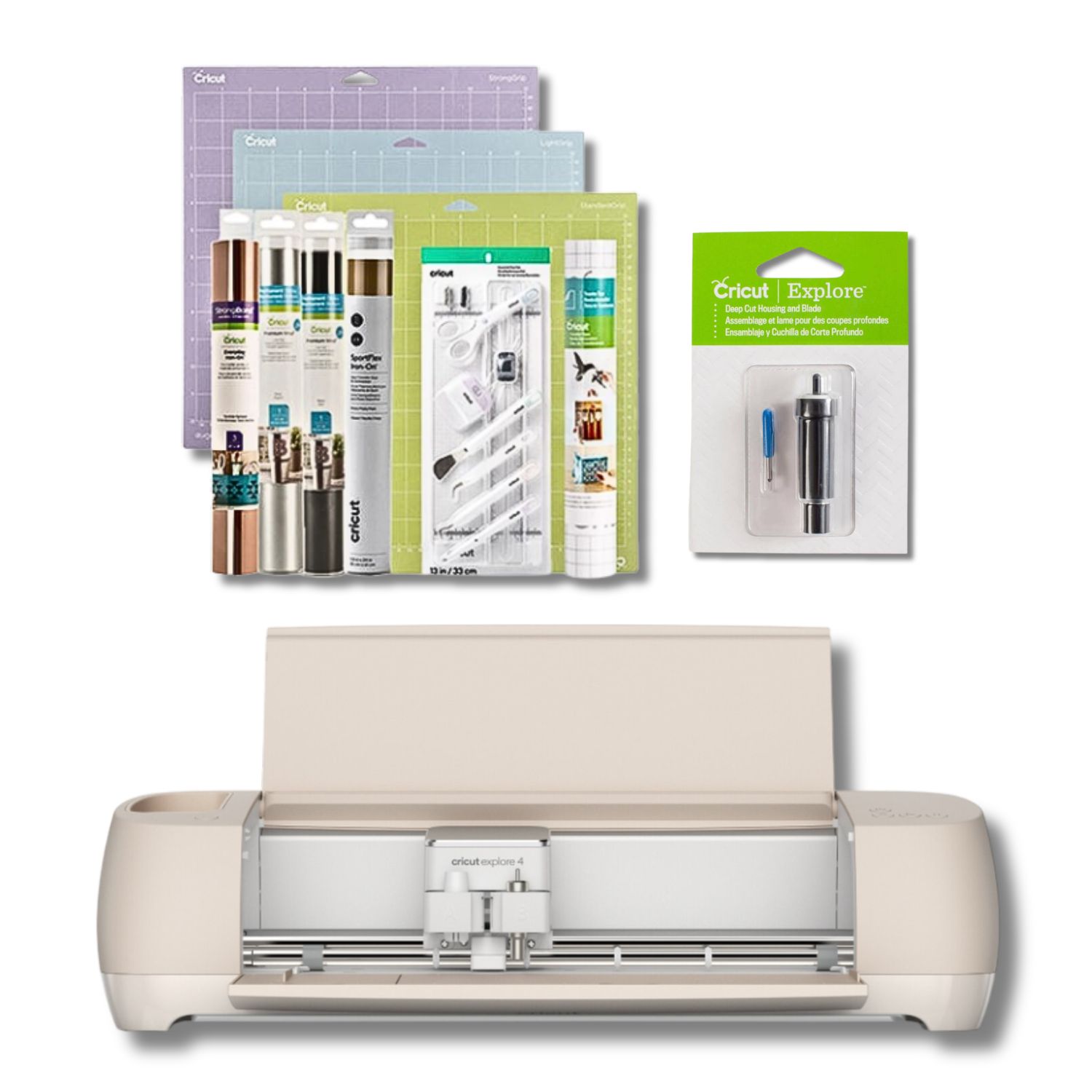 Cricut Explore 4 con Kit esencial de inicio y Cuchilla de corte profundo
