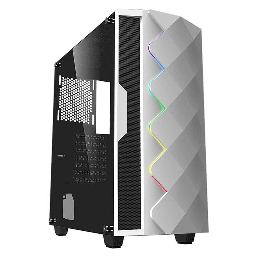 Gabinete Gamer Magnum Tech MT-235GMW LED RGB frontal, Blanco