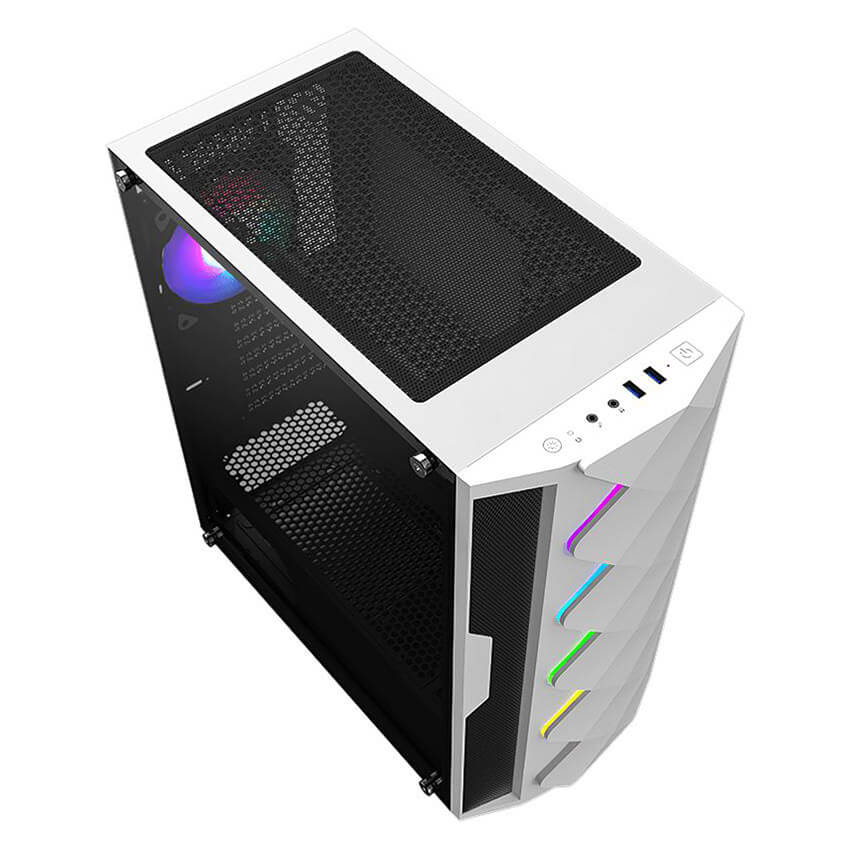 Gabinete Gamer Magnum Tech MT-235GMW LED RGB frontal, Blanco