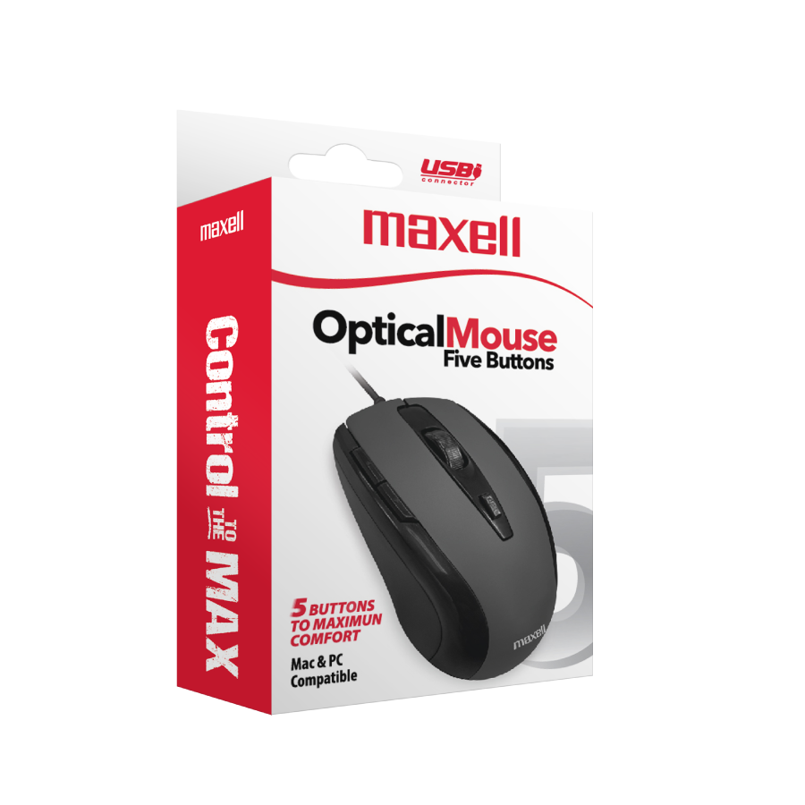 Mouse Óptico 5 Botones Maxell  MOWR-105