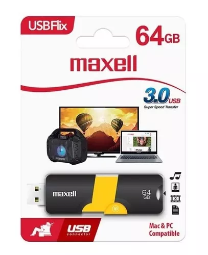 MAXELL PENDRIVE FLIX 64GB 3.0 NEGRO/DORADO