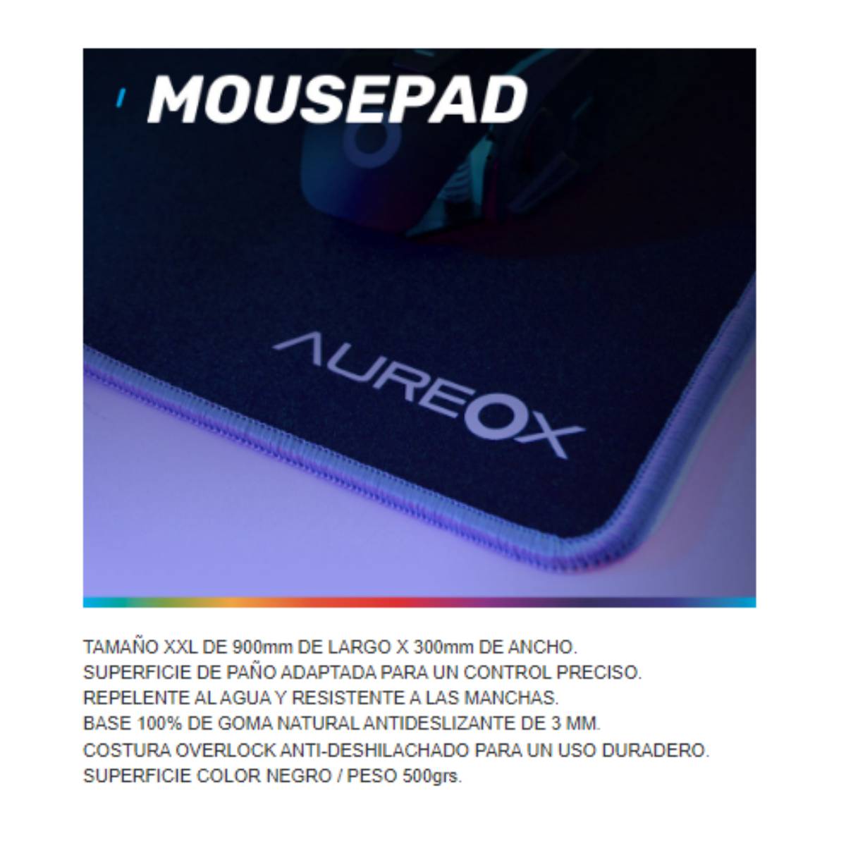 Kit Gamer Teclado , Mouse y Mousepad Aureox ARXP-GC1000, RGB