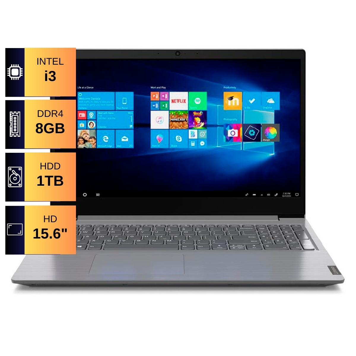Notebook Lenovo V15 Intel Core I3 Ram 8GB HDD 1TB 15.6