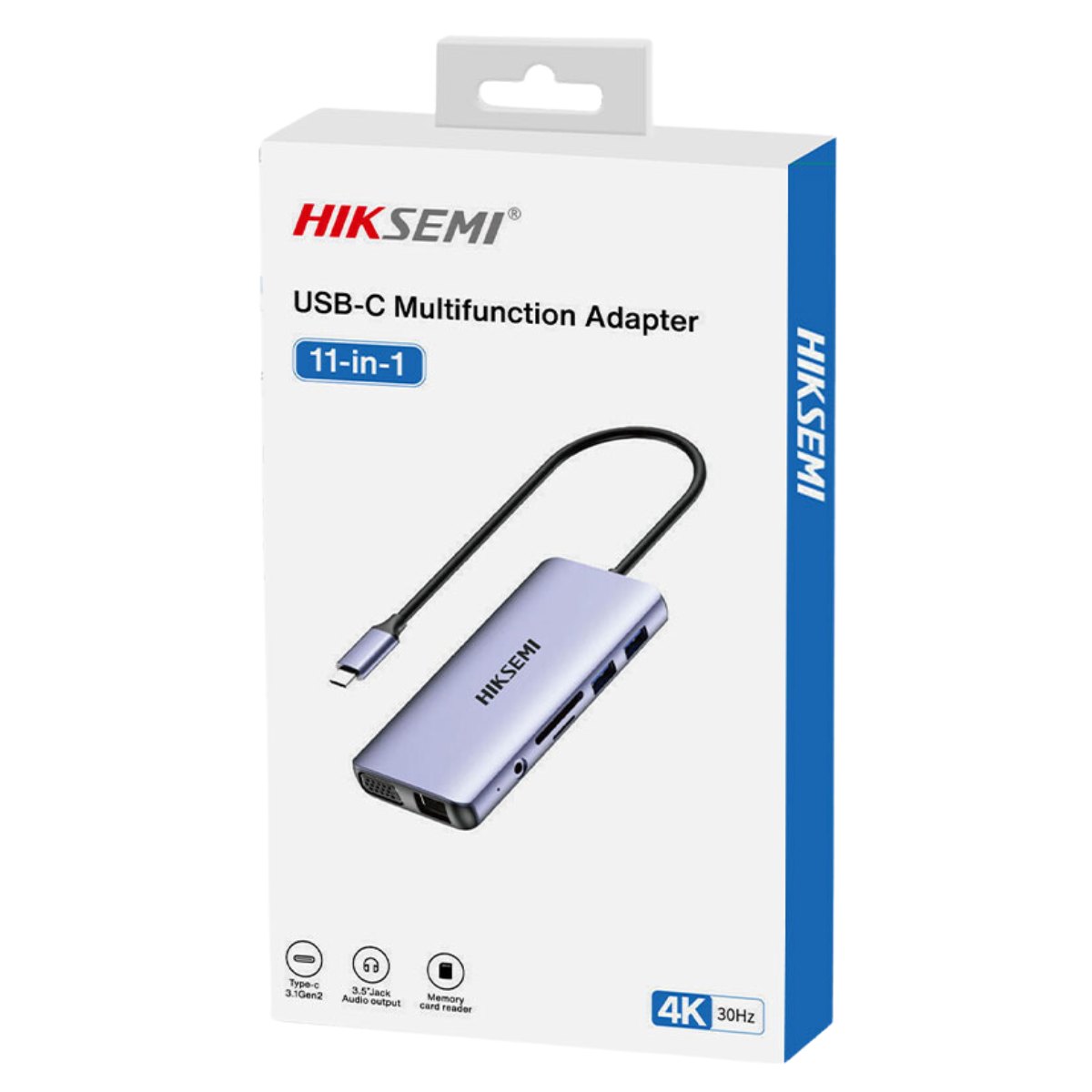 Hub USB HDMI VGA Ethernet Hiksemi 4K - 11 en 1 Type-C Multifunctional