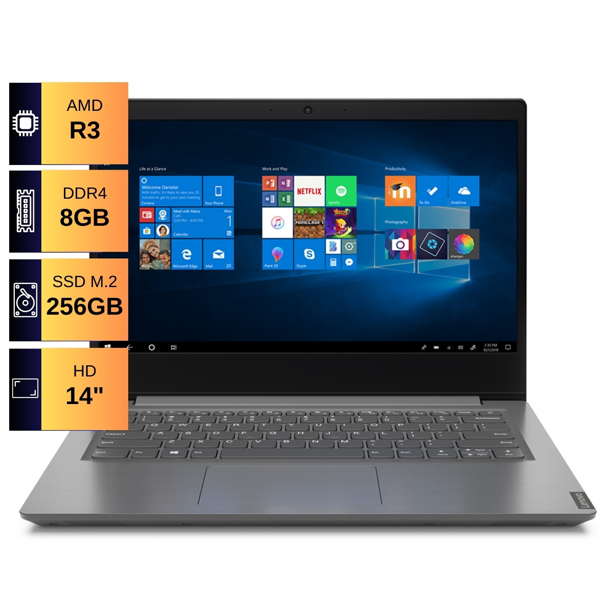 Notebook Lenovo V14 AMD Ryzen 3-3250U 8GB RAM 256GB SSD 14