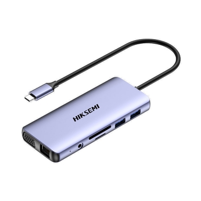 Hub USB HDMI VGA Ethernet Hiksemi 4K - 11 en 1 Type-C Multifunctional